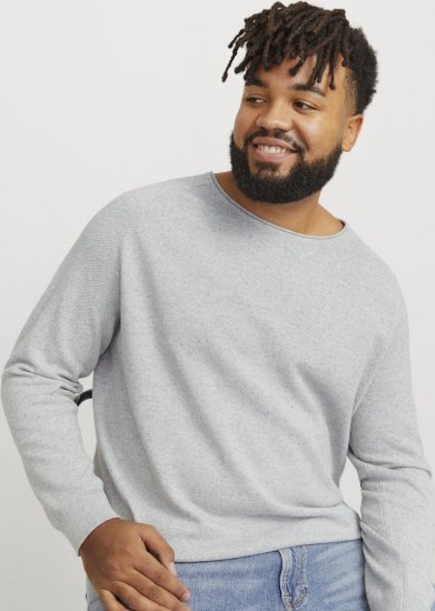 Jack & Jones HILL Knitted Sweater Light Grey Melange - Pulóverek & kapucnis pulóverek - Pulóverek & Kapucnis pulóver 2XL-12XL