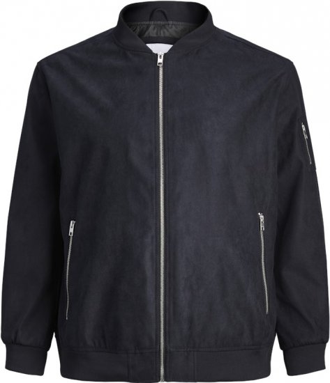 Jack & Jones ROCKY Faux Suede Bomber Jacket Jet Black - Kabátok - Nagyméretű Kabátok - 2XL-8XL