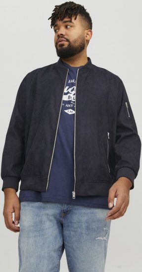Jack & Jones ROCKY Faux Suede Bomber Jacket Jet Black - Kabátok - Nagyméretű Kabátok - 2XL-8XL