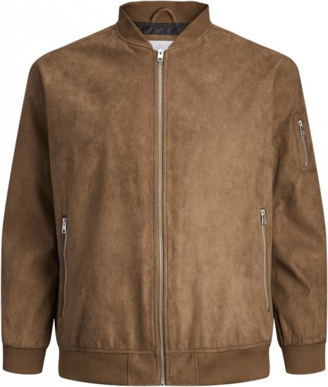 Jack & Jones ROCKY Faux Suede Bomber Jacket Brown - Kabátok - Nagyméretű Kabátok - 2XL-8XL