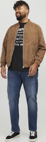Jack & Jones ROCKY Faux Suede Bomber Jacket Brown - Kabátok - Nagyméretű Kabátok - 2XL-8XL