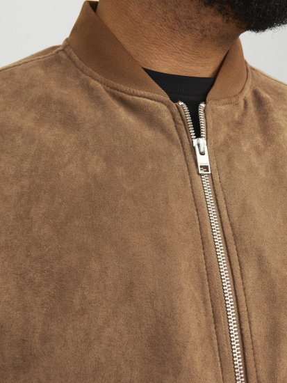Jack & Jones ROCKY Faux Suede Bomber Jacket Brown - Kabátok - Nagyméretű Kabátok - 2XL-8XL