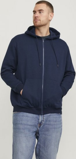 Jack & Jones BRADLEY Zip Hoodie Navy Blazer - Pulóverek & kapucnis pulóverek - Pulóverek & Kapucnis pulóver 2XL-12XL
