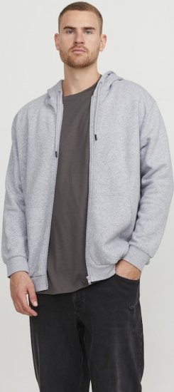 Jack & Jones BRADLEY Zip Hoodie Light Grey Melange - Pulóverek & kapucnis pulóverek - Pulóverek & Kapucnis pulóver 2XL-12XL