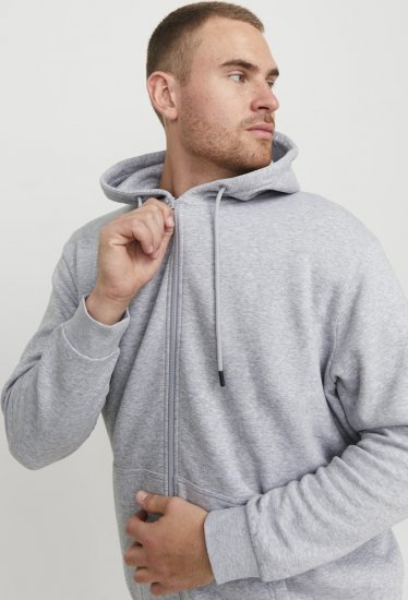 Jack & Jones BRADLEY Zip Hoodie Light Grey Melange - Pulóverek & kapucnis pulóverek - Pulóverek & Kapucnis pulóver 2XL-12XL