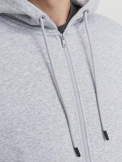 Jack & Jones BRADLEY Zip Hoodie Light Grey Melange - Pulóverek & kapucnis pulóverek - Pulóverek & Kapucnis pulóver 2XL-12XL