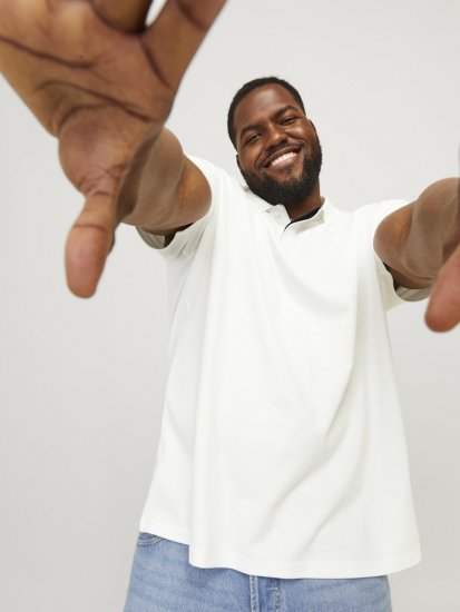 Jack & Jones Rodney Short Sleeve Polo White - Pólóingek - Galléros Pólók 2XL-8XL - Pólóingek 2XL-8XL