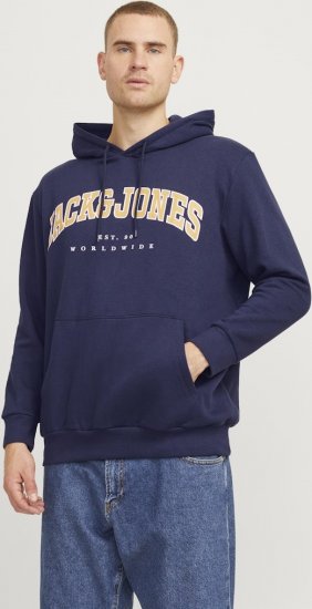 Jack & Jones CALEB Hoodie Navy Blazer - Pulóverek & kapucnis pulóverek - Pulóverek & Kapucnis pulóver 2XL-12XL