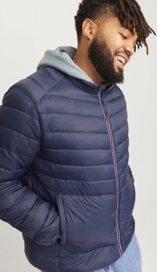 Jack & Jones SPRINT True Red Stitches Quilted Collar Jacket Navy Blazer - Kabátok - Nagyméretű Kabátok - 2XL-8XL