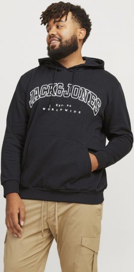Jack & Jones CALEB Hoodie Black - Pulóverek & kapucnis pulóverek - Pulóverek & Kapucnis pulóver 2XL-12XL