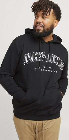 Jack & Jones CALEB Hoodie Black - Pulóverek & kapucnis pulóverek - Pulóverek & Kapucnis pulóver 2XL-12XL