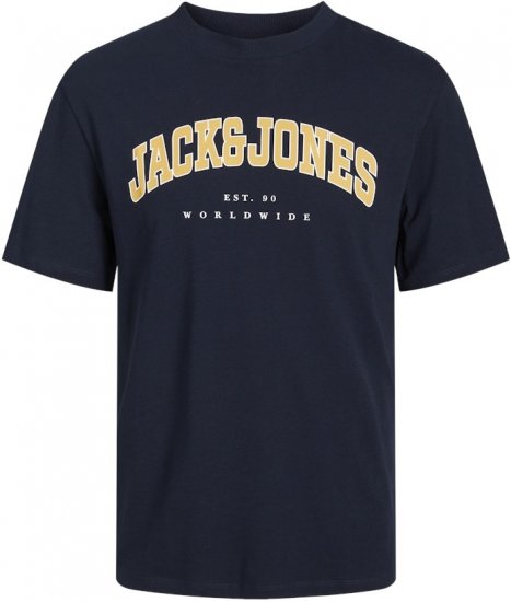 Jack & Jones CALEB VARSITY O-Neck T-Shirt Navy Blazer - Pólók - Nagyméretű pólók - 2XL-14XL