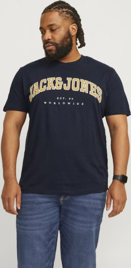 Jack & Jones CALEB VARSITY O-Neck T-Shirt Navy Blazer - Pólók - Nagyméretű pólók - 2XL-14XL