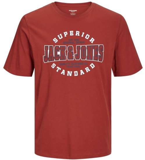Jack & Jones JJELOGO O-Neck T-Shirt Red Ochre - Pólók - Nagyméretű pólók - 2XL-14XL