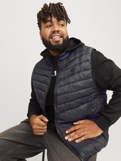 Jack & Jones SPRINT BODYWARMER With Collar Black - Kabátok - Nagyméretű Kabátok - 2XL-8XL