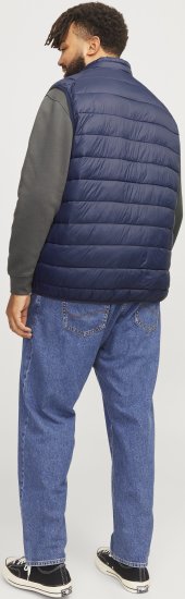 Jack & Jones SPRINT True Red Stitches BODYWARMER Navy Blazer - Kabátok - Nagyméretű Kabátok - 2XL-8XL