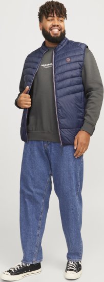 Jack & Jones SPRINT True Red Stitches BODYWARMER Navy Blazer - Kabátok - Nagyméretű Kabátok - 2XL-8XL