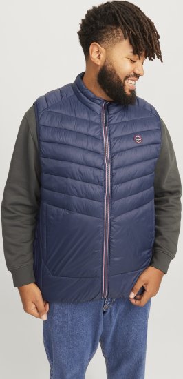 Jack & Jones SPRINT True Red Stitches BODYWARMER Navy Blazer - Kabátok - Nagyméretű Kabátok - 2XL-8XL