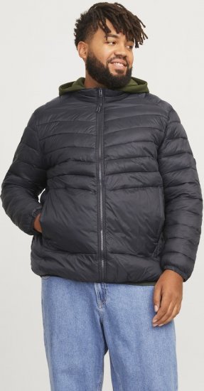 Jack & Jones SPRINT Quilted Collar Jacket Black - Kabátok - Nagyméretű Kabátok - 2XL-8XL