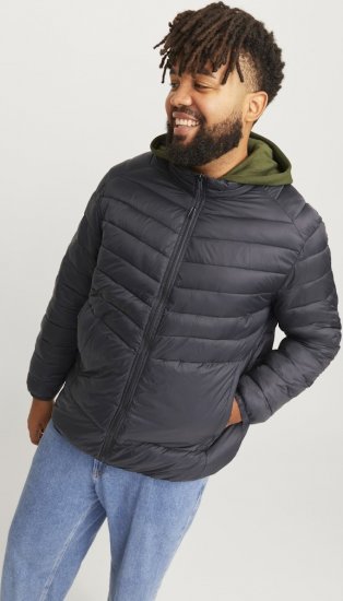 Jack & Jones SPRINT Quilted Collar Jacket Black - Kabátok - Nagyméretű Kabátok - 2XL-8XL