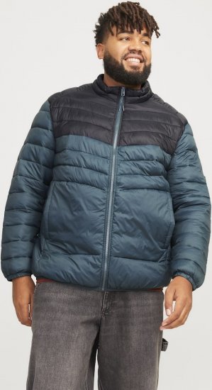 Jack & Jones SPRINT Black Blocking Quilted Collar Jacket Teal - Kabátok - Nagyméretű Kabátok - 2XL-8XL
