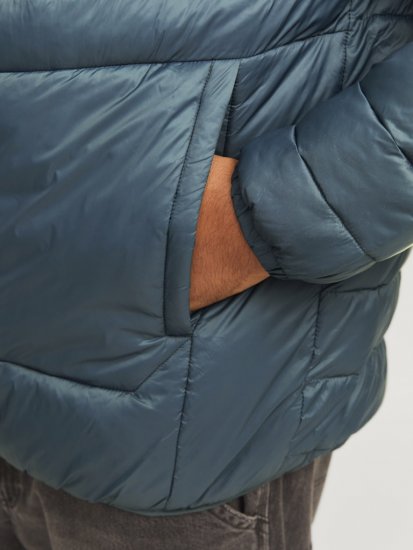 Jack & Jones SPRINT Black Blocking Quilted Collar Jacket Teal - Kabátok - Nagyméretű Kabátok - 2XL-8XL