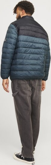 Jack & Jones SPRINT Black Blocking Quilted Collar Jacket Teal - Kabátok - Nagyméretű Kabátok - 2XL-8XL