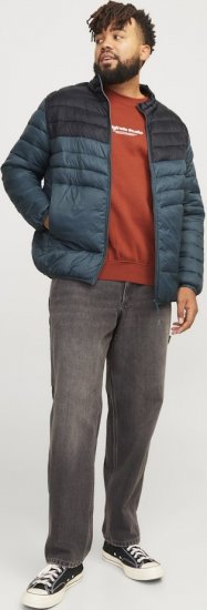 Jack & Jones SPRINT Black Blocking Quilted Collar Jacket Teal - Kabátok - Nagyméretű Kabátok - 2XL-8XL