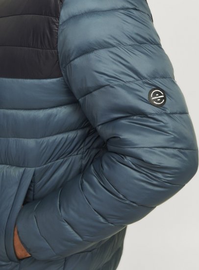 Jack & Jones SPRINT Black Blocking Quilted Collar Jacket Teal - Kabátok - Nagyméretű Kabátok - 2XL-8XL