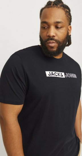 Jack & Jones CORP Logo Play 5 T-Shirt Black - Pólók - Nagyméretű pólók - 2XL-14XL