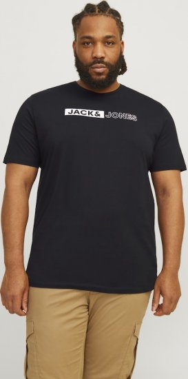 Jack & Jones CORP Logo Play 5 T-Shirt Black - Pólók - Nagyméretű pólók - 2XL-14XL