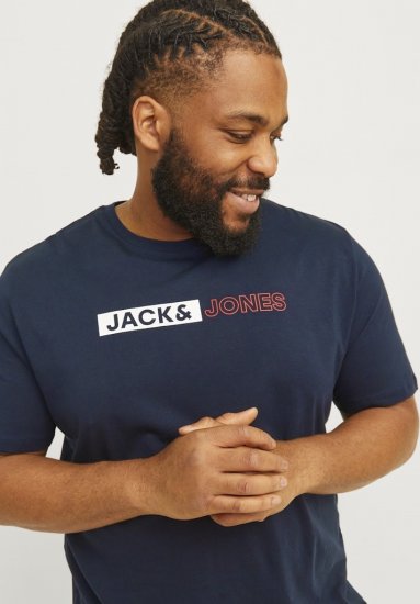Jack & Jones CORP Logo Play 5 T-Shirt Navy Blazer - Pólók - Nagyméretű pólók - 2XL-14XL