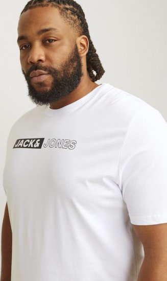 Jack & Jones CORP Logo Play 5 T-Shirt White - Pólók - Nagyméretű pólók - 2XL-14XL