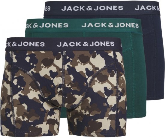 Jack & Jones JACCAMOFLAGE Trunks 3-Pack Navy Blazer - Alsónemű & strandruhák - Nagyméretű Alsónemű 2XL-8XL