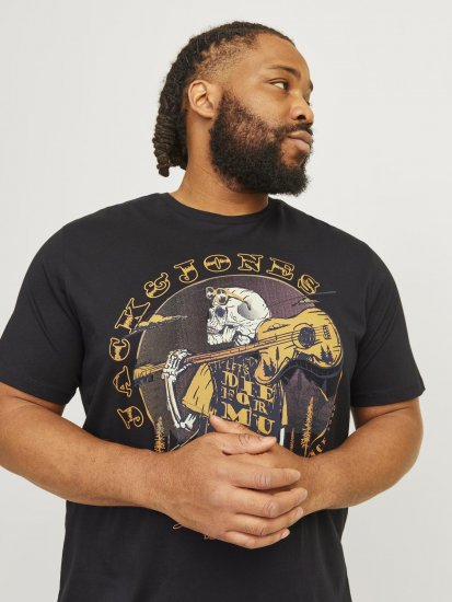 Jack & Jones JJSKULL ROCK T-Shirt Black - Pólók - Nagyméretű pólók - 2XL-14XL