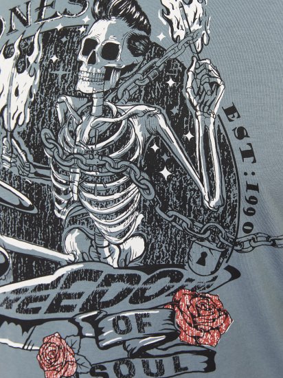 Jack & Jones JJSKULL ROCK T-Shirt Goblin Blue - Pólók - Nagyméretű pólók - 2XL-14XL