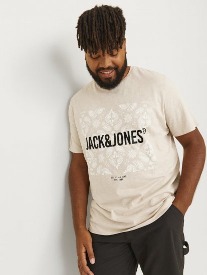 Jack & Jones JJPAISLEY T-Shirt Moonbeam - Pólók - Nagyméretű pólók - 2XL-14XL