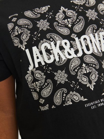 Jack & Jones JJPAISLEY T-Shirt Black - Pólók - Nagyméretű pólók - 2XL-14XL