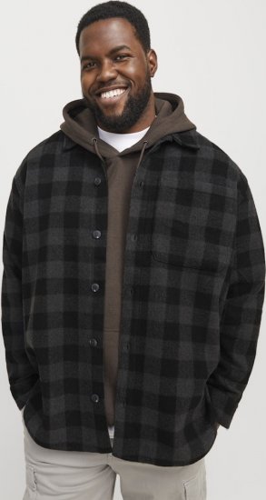 Jack & Jones ZAC BRUSHED Long Sleeve OVERSHIRT Grey - Ingek - Ingek 2XL-10XL