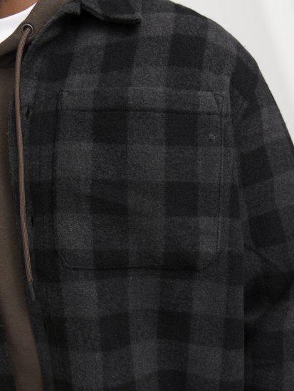 Jack & Jones ZAC BRUSHED Long Sleeve OVERSHIRT Grey - Ingek - Ingek 2XL-10XL