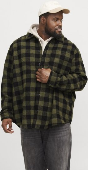 Jack & Jones ZAC Brushed Long Sleeve Overshirt Green - Ingek - Ingek 2XL-10XL