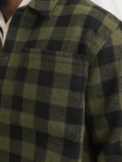 Jack & Jones ZAC Brushed Long Sleeve Overshirt Green - Ingek - Ingek 2XL-10XL