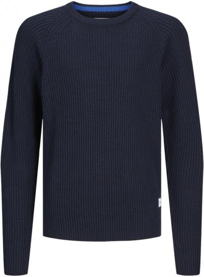 Jack & Jones PANNEL Knitted Sweater Navy Blazer - Pulóverek & Kapucnis pulóverek - Pulóverek & Kapucnis pulóver 2XL-12XL