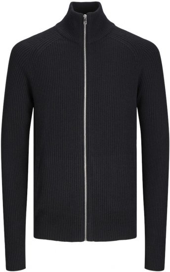 Jack & Jones PANNEL Turtleneck Knitted Sweater with Zipper Black - Pulóverek & kapucnis pulóverek - Pulóverek & Kapucnis pulóver 2XL-12XL