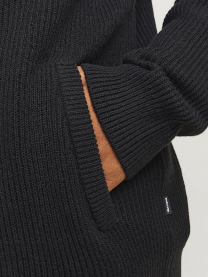 Jack & Jones PANNEL Turtleneck Knitted Sweater with Zipper Black - Pulóverek & kapucnis pulóverek - Pulóverek & Kapucnis pulóver 2XL-12XL