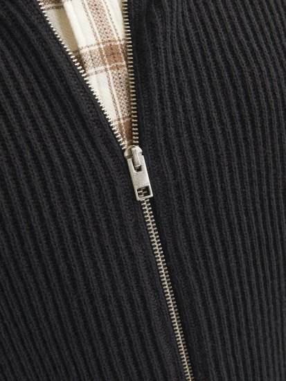 Jack & Jones PANNEL Turtleneck Knitted Sweater with Zipper Black - Pulóverek & kapucnis pulóverek - Pulóverek & Kapucnis pulóver 2XL-12XL
