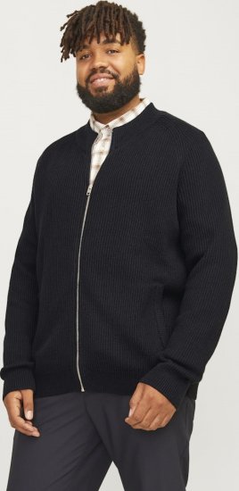 Jack & Jones PANNEL Turtleneck Knitted Sweater with Zipper Black - Pulóverek & kapucnis pulóverek - Pulóverek & Kapucnis pulóver 2XL-12XL