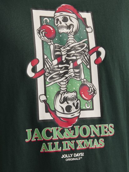 Jack & Jones XMAS Christmas Skull T-Shirt Dark Slate Grey - Pólók - Nagyméretű pólók - 2XL-14XL