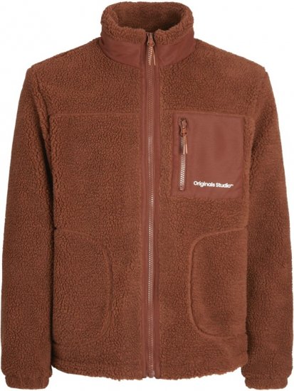 Jack & Jones ESTERBRO High Collar Teddy Jacket Brandy Brown - Kabátok - Nagyméretű Kabátok - 2XL-8XL