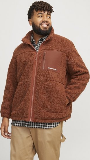 Jack & Jones ESTERBRO High Collar Teddy Jacket Brandy Brown - Kabátok - Nagyméretű Kabátok - 2XL-8XL